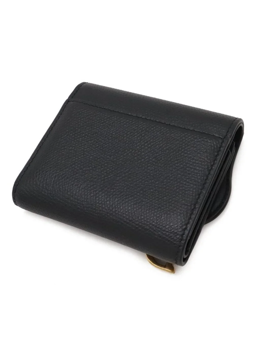 Dior Saddle Compact Wallet Trifold Leather Black Gold